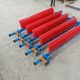 Polyurethane conveyor belt cleaner with blade, transverse shaft and mounting brackets